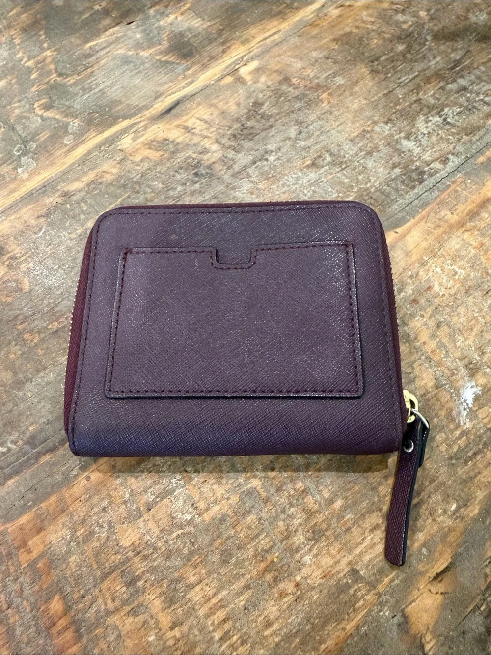 kate spade plum saffiano zip wallet with wristlet
